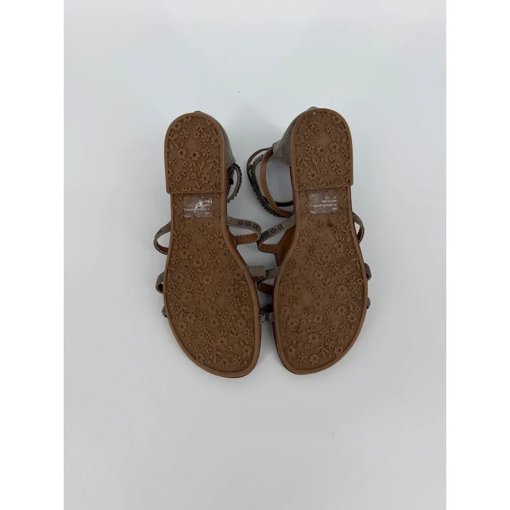 Jillypop Los Angeles Taupe Boho Gladiator Beaded Coin Sandals Womens 9M